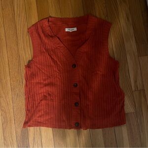Madewell EUC Rust Red Button Down Sleeveless Top Sz S